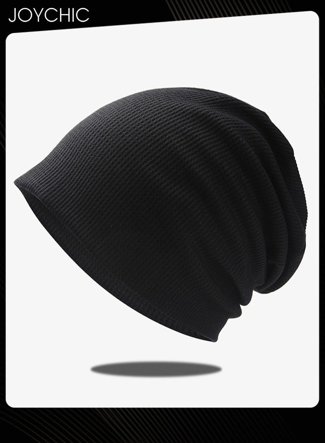 Joychic Slouch Beanie Hat for Men Women Stretchy Skull Cap Soft Spring Autumn Warm Daily Outdoor Cuffed Hats Unisex Comfortable Beanie Black  - Image 1