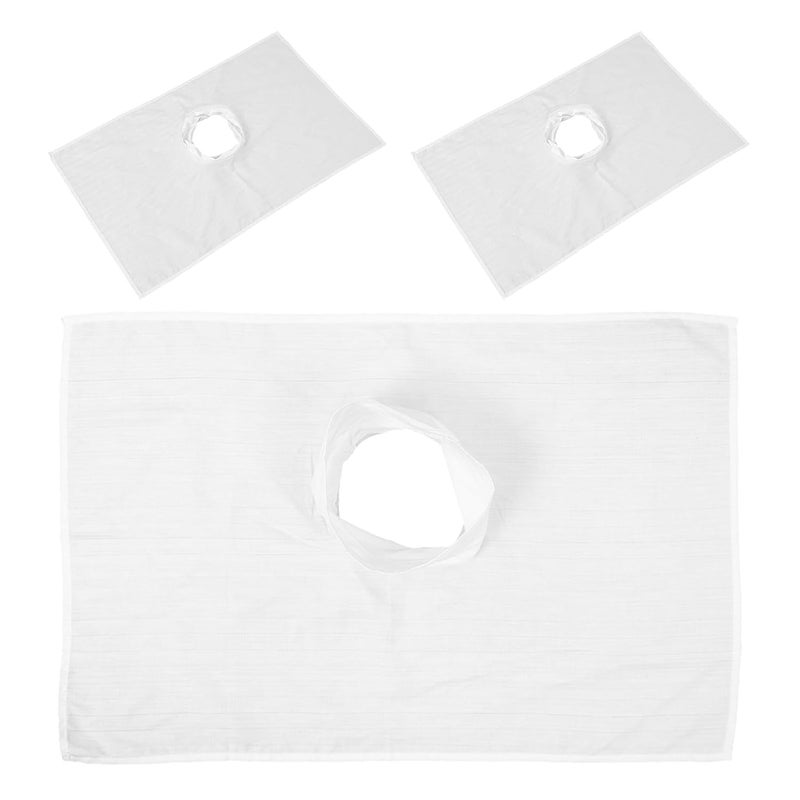 Elegant appearance Generic 3pcs Beauty Salon Massage Bed Covers - Face Hole Towel Facial Pad Table Cover Sheets For Salon Spa Massage Table 80x50cm/31x20" Salt resistant coating - Image 1