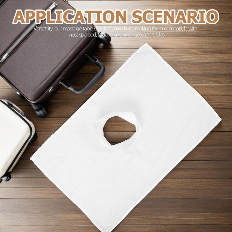 Elegant appearance Generic 3pcs Beauty Salon Massage Bed Covers - Face Hole Towel Facial Pad Table Cover Sheets For Salon Spa Massage Table 80x50cm/31x20" Salt resistant coating - Image 4