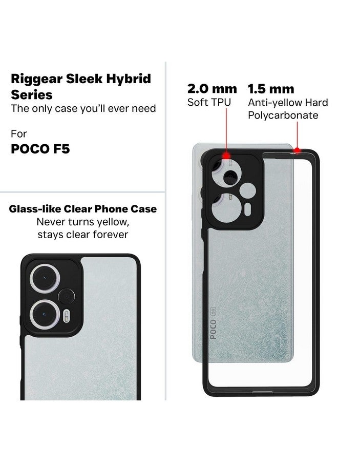 ريجير جراب خلفي هجين مقاوم للصدمات من RIGGEAR لهاتف Poco F5 5G (شفاف من مادة البولي كربونات + مصد TPU أسود) - Image 4
