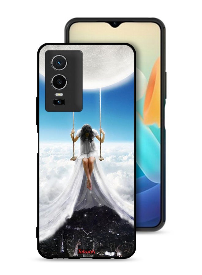 Tolwak Vivo Y76 5G Protective Case Cover Moon Clouds Town Art - Image 1