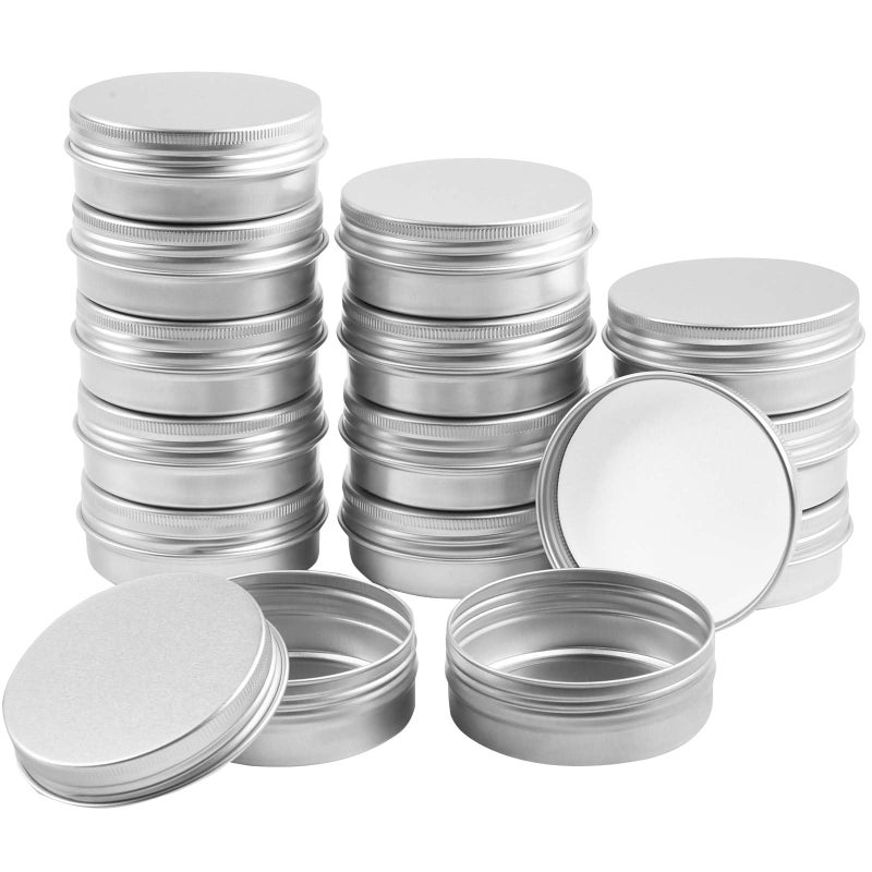 TUZAZO 24Pack 1 Oz Aluminum Tin Cans with Screw Lid and Labels, Refillable Travel Sized Cosmetic Containers Small Tins for Salves, Lotion Bars, Beard Balms, Candles - Image 4