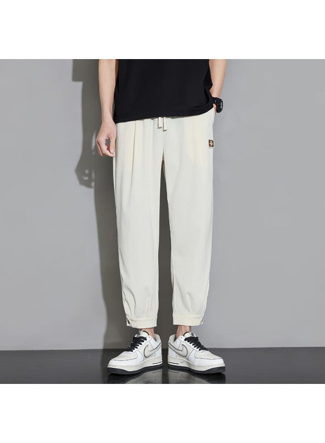 Foss Phil Men's Casual Pants, Spring And Autumn Hong Kong Style Sports Versatile Cropped Trousers, Loose-fitting Pants For Men, K311 Khaki 3XL - Image 1