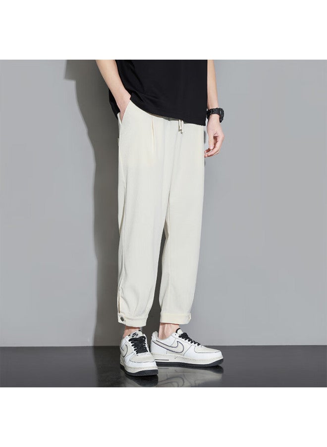 Foss Phil Men's Casual Pants, Spring And Autumn Hong Kong Style Sports Versatile Cropped Trousers, Loose-fitting Pants For Men, K311 Khaki 3XL - Image 2