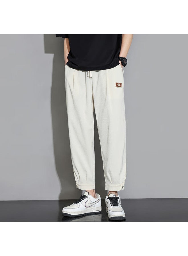 Foss Phil Men's Casual Pants, Spring And Autumn Hong Kong Style Sports Versatile Cropped Trousers, Loose-fitting Pants For Men, K311 Khaki 3XL - Image 3