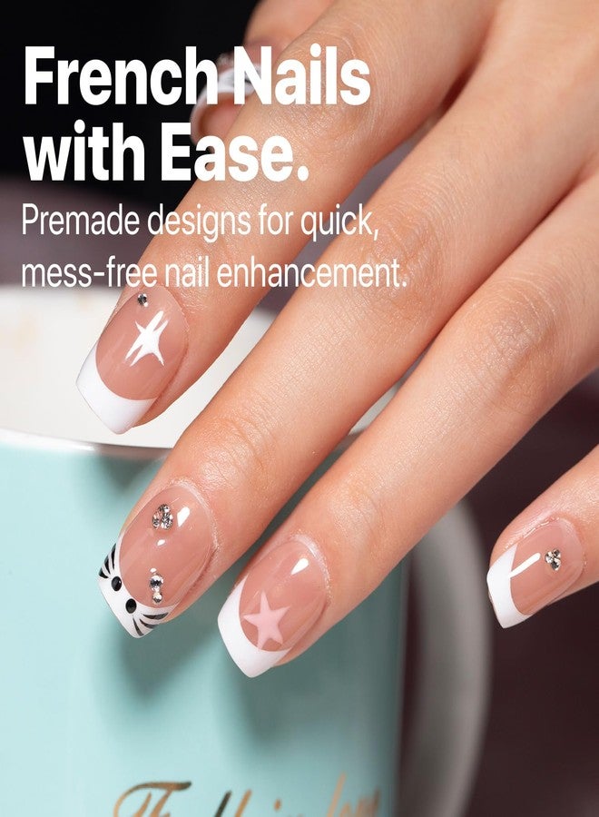 SXC Cosmetics French Tip Press On Nails Brown Series, XS Square X-Pro Tips Starter Kit - Image 2