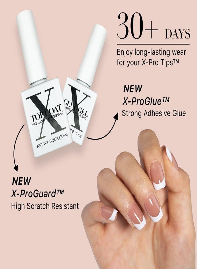 SXC Cosmetics French Tip Press On Nails Brown Series, XS Square X-Pro Tips Starter Kit - Image 4