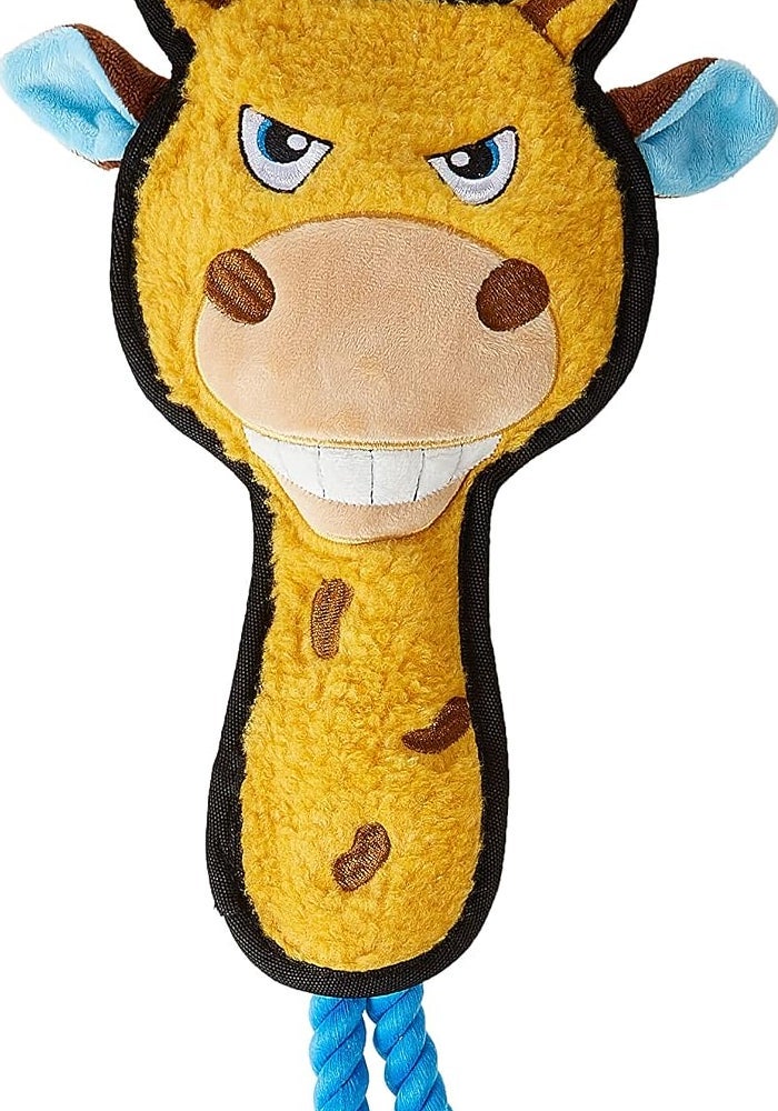 GiGwi Tug Hercules Squeaker Dog Toy - Plush Deer with Rope, Medium Yellow - Image 1