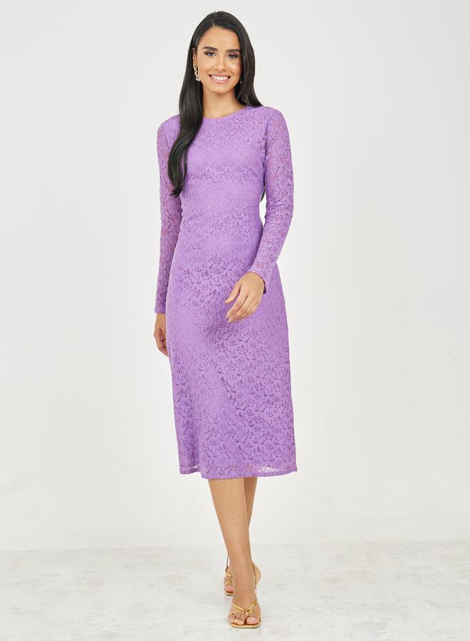 Styli All Over Lace A-Line Midi Dress