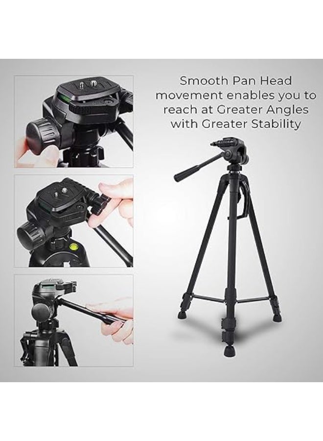 Aluminum tripod measuring 3520 ,139.7 cm from Cevo, lightweight tripod with a carrying bag for all smartphones, GoPro, and cameras (black) - Image 2