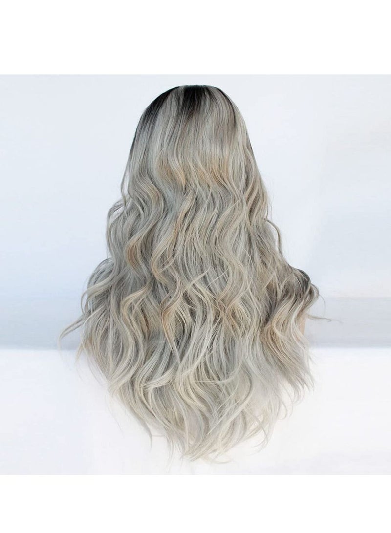 إستيل شعر مستعار مقاوم للحرارة من الألياف الطبيعة يبحث عن شعر مستعار كوسبلاي للاستخدام اليومي للحفلات الاصطناعية لاستبدال شعر مستعار للنساء الموضة نصف رمادي - Image 3