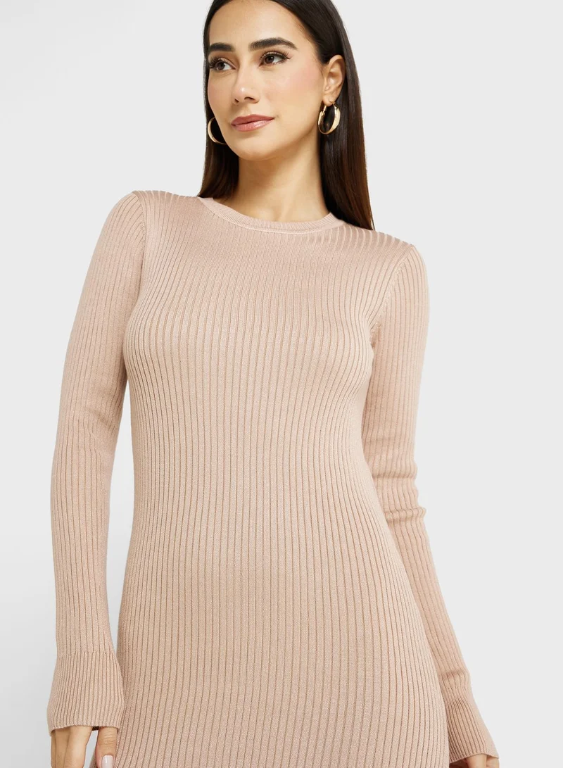 NEW LOOK Ribbed Knit Midi Dress