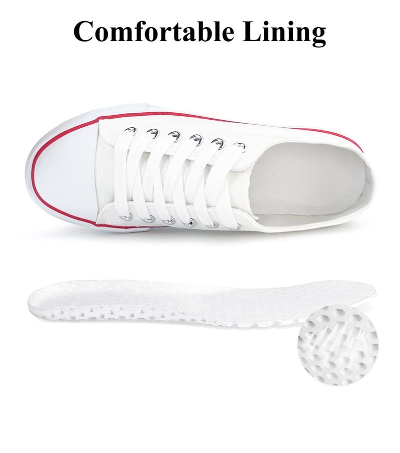 Haifago Canvas Shoes for Women Casual Low Top Sneakers, Womens Fashion Classic Lace Up Walking Shoes for Everyday Wear White - Image 3