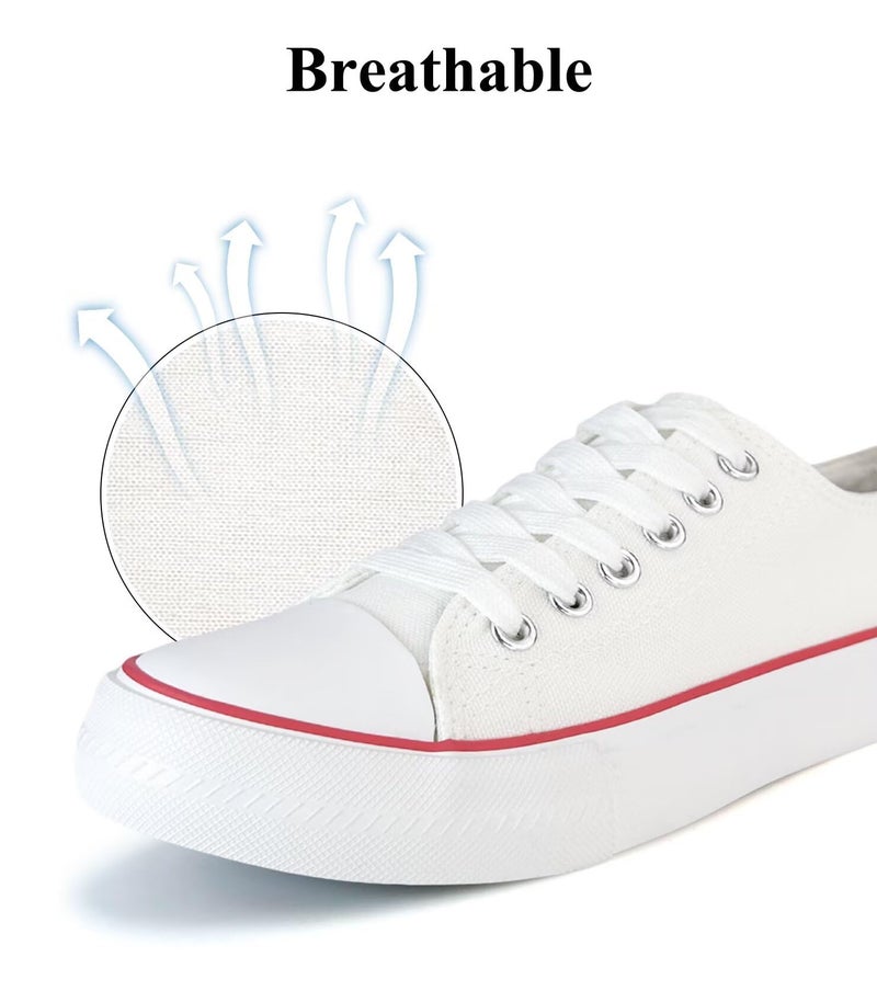 Haifago Canvas Shoes for Women Casual Low Top Sneakers, Womens Fashion Classic Lace Up Walking Shoes for Everyday Wear White - Image 5