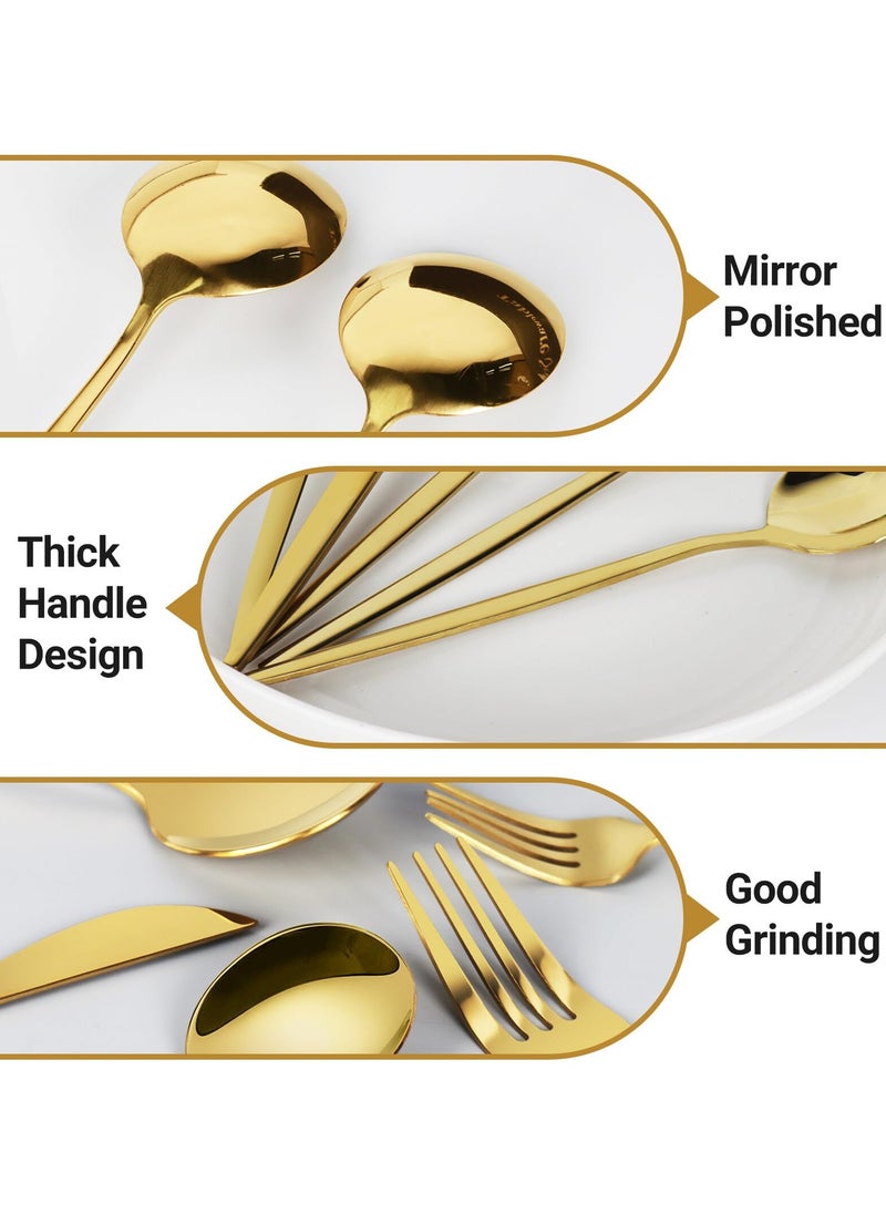 Generic Gold Stainless Steel Cutlery,Durable Gold Polished Knives, Spoons and Forks,30 Piece Cutlery for Kitchen,Knife Spoon Forks Set  - Image 3