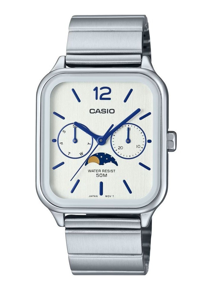 CASIO ساعة عادية للرجال بمينا أبيض وبسوار ستانلس ستيل -MTP-M305D-7AVDF - Image 1