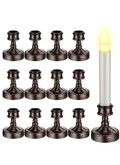 Excefore 12 Pieces Window Candle Taper Candle Holders Plastic Traditional Candlesticks For Table Centerpiece Pillar Candle Base Holder For  Wedding Dinner Tables, Black  - Image 1