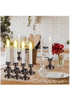 Excefore 12 Pieces Window Candle Taper Candle Holders Plastic Traditional Candlesticks For Table Centerpiece Pillar Candle Base Holder For  Wedding Dinner Tables, Black  - Image 5
