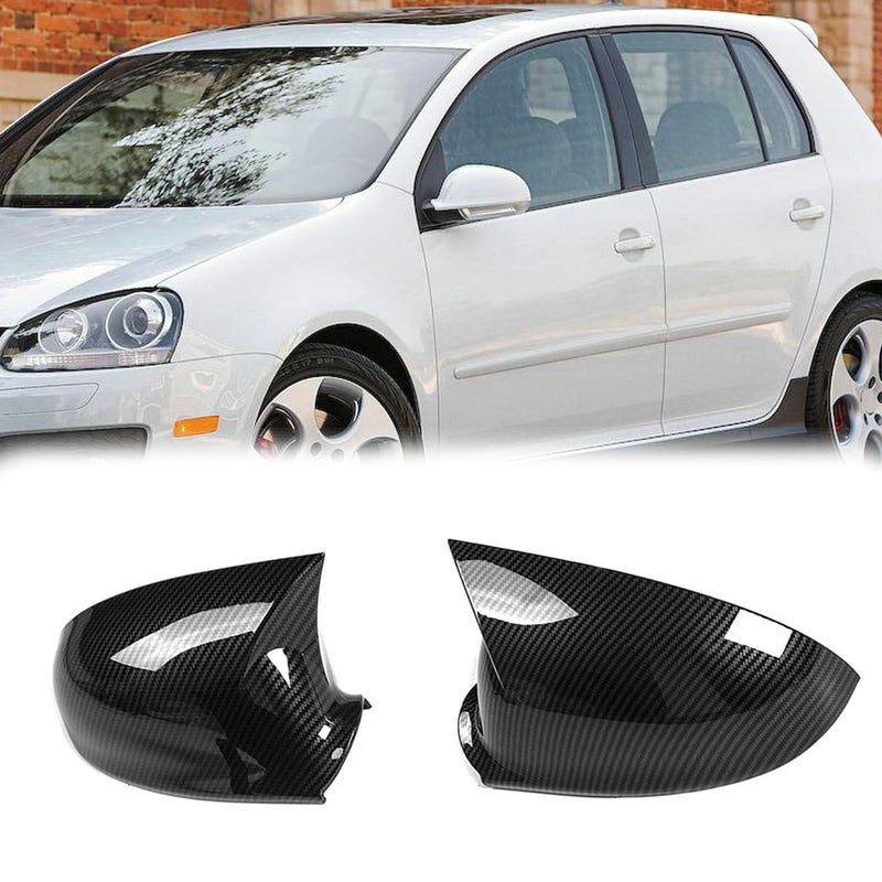 غطاء مرآة جانبية من ألياف الكربون السوداء لسيارات VW Golf GTI Jetta MK5 2003-2009 الجانبين الأيسر والأيمن لتزيين مرآة الرؤية الخلفية