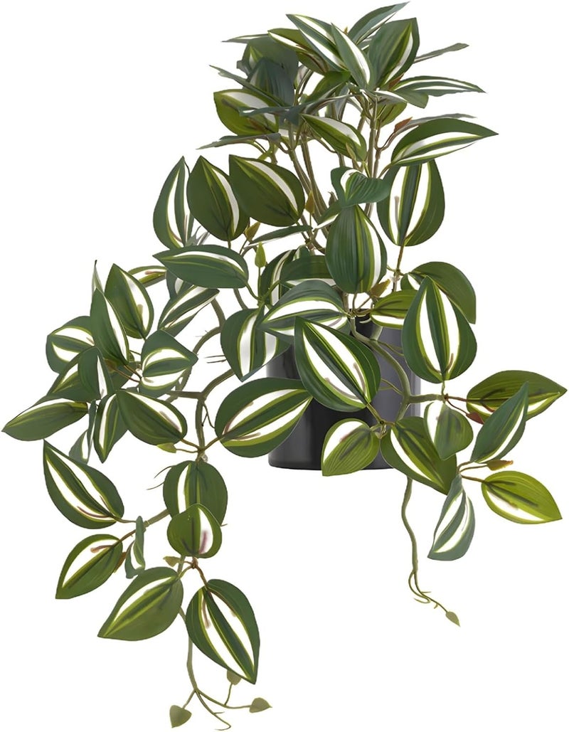 Faux Silk Watermelon Peperomia Tabletop Plant With Pot, Vibrant Green Leaves For Home And Office Decor - Image 1