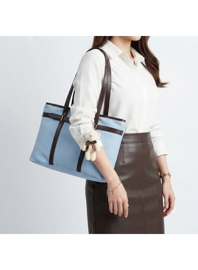 Women’s Large Tote Shoulder Bag with Long Handles and Front Buckle Detail – Practical Everyday Bag for Work, College, Shopping and Outings - Image 1