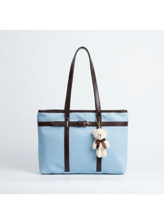 Women’s Large Tote Shoulder Bag with Long Handles and Front Buckle Detail – Practical Everyday Bag for Work, College, Shopping and Outings - Image 2