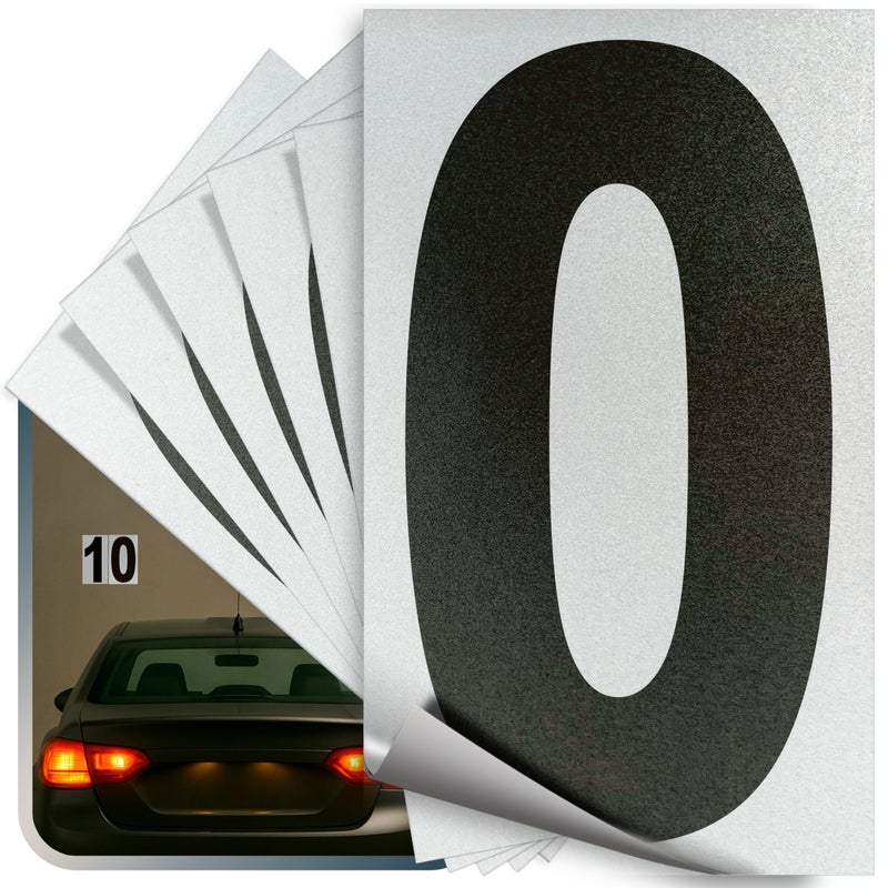 iSYFIX Black Vinyl Number 0 (Zero) Stickers - 6 Pack 6 inch - Premium Decal, Reflective Background, Pre-Spaced for Mailbox, Signs, Window, Door, Cars, Truck, Home, Business, Address, Indoor & Outdoor - Image 1