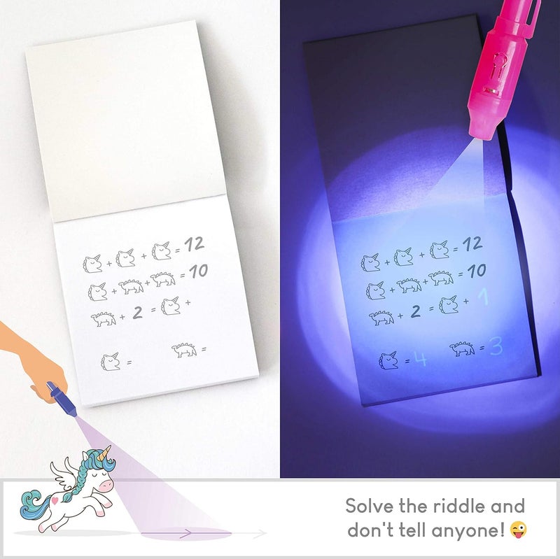 BONNYCO Invisible Ink Pen and Notebook Pack 16, Unicorn Party Favors for Kids. Magic Spy Pen Goodie Bags Stuffers for Kids, Unicorn Birthday Party Supplies. Goody Bag Stuffers, Return Gifts Prizes - Image 4