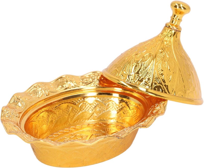 klarako Sugar Container, Zinc Alloy Strong Durable Three Dimensional Engraving Retro Exquisite Sugar Bowl Turkish Style Gold Candy Bowl with Lid for Coffee Tea, Sugar Holder, Salt Bowl, Sugar Dispenser - Image 1
