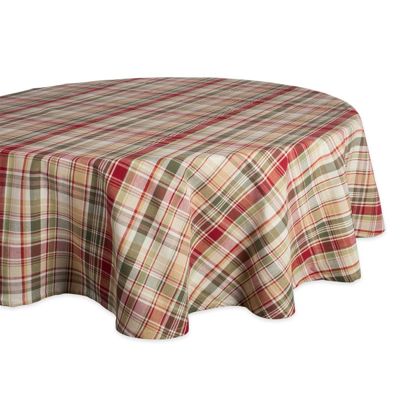 DII Give Thanks Plaid Fall Table Decor Autumn Thanksgiving Tabletop Linens 70 Round Tablecloth