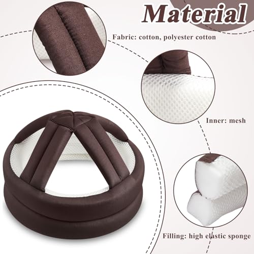 Woanger 2 Pcs Anti Fall Elder Head Safety Helmet for Adults Special Needs Thick Soft Protective Hat Adjustable Seniors Fall Prevention Head Protection Cap Elderly Helmet for Injury Protection (Coffee) - Image 3