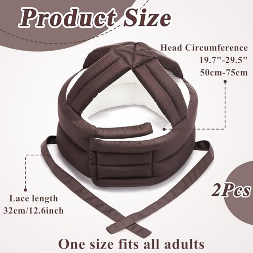 Woanger 2 Pcs Anti Fall Elder Head Safety Helmet for Adults Special Needs Thick Soft Protective Hat Adjustable Seniors Fall Prevention Head Protection Cap Elderly Helmet for Injury Protection (Coffee) - Image 2