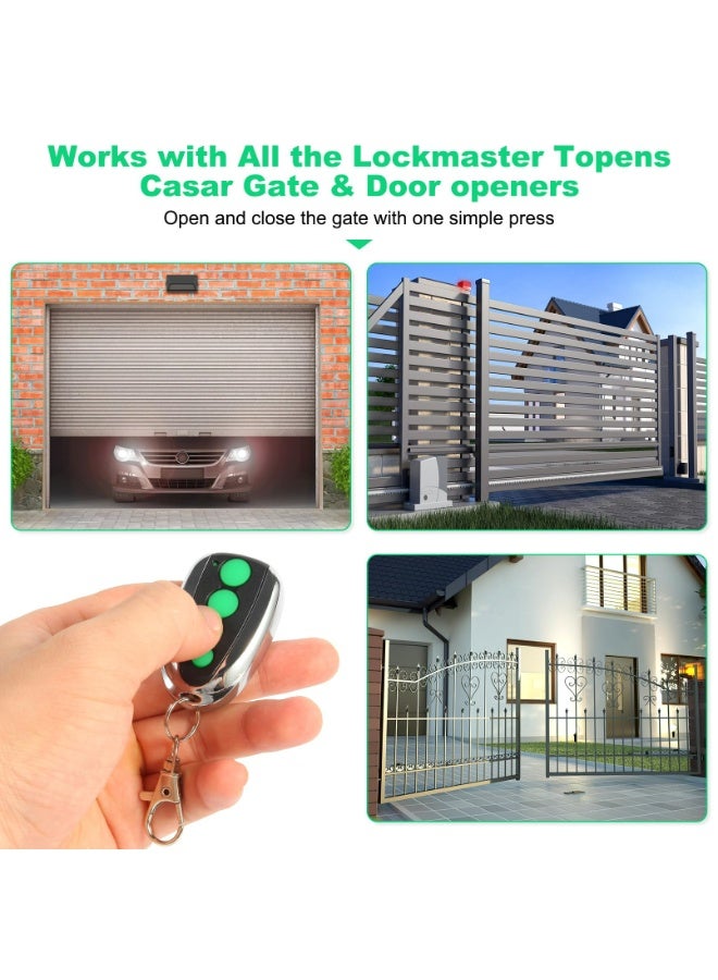 يالونج قطعتان جهاز تحكم عن بُعد عالمي ١٢ فولت ٤٣٣ ميجاهرتز لفتح أبواب المرآب، للبوابات الأوتوماتيكية المنزلقة، متوافق مع لوك ماستر توبنز كاسار، جهاز إرسال لاسلكي بأربعة أزرار للتحكم في البوابة الأمنية مع سلسلة مفاتيح - Image 2