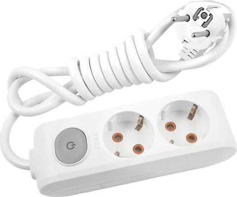 Multi Let (2/Plus) Double Socket with Grounded Switch and Cable 3 (Three) Meters (8 Pieces)