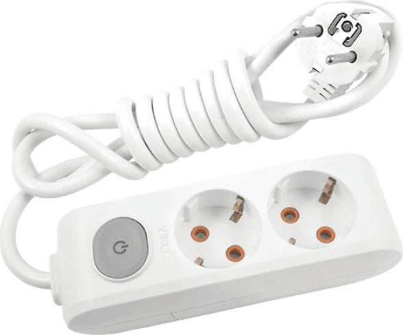Multi Let (2/Plus) Double Socket with Grounded Switch and Cable 3 (Three) Meters (8 Pieces)