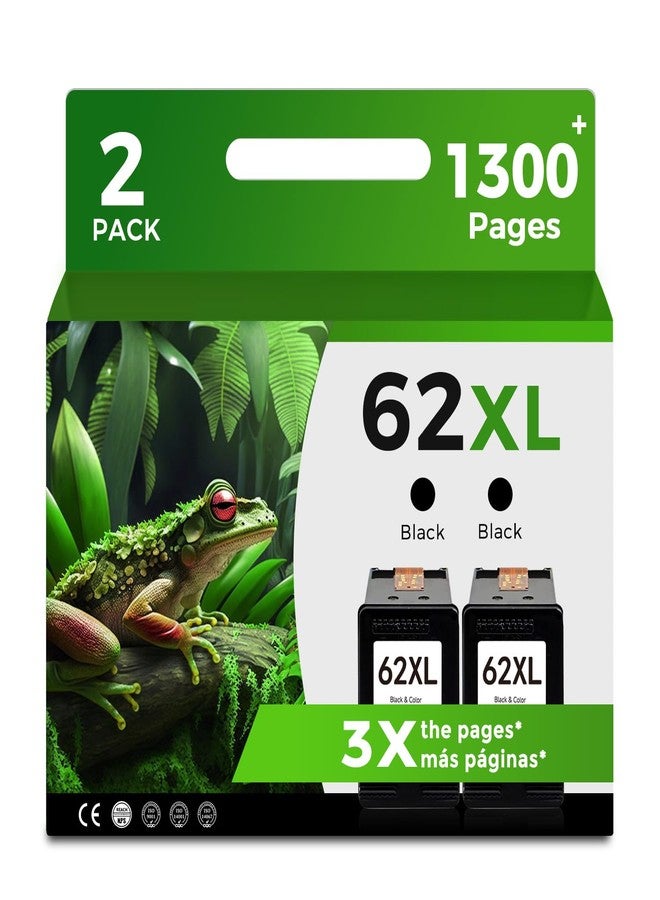 Skyink Remanufactured Ink Cartridge Replacement for HP Ink 62 62XL Ink Cartridge Combo Pack (2 Black) Works with 5540 5542 5545 5640 5642 5660 5664 5665 7640 7645 8000 200 250 5740 5742 Printer - Image 1