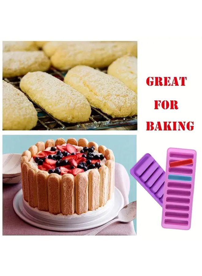 Purple Non Toxic Silicone Baking Mold For Finger Candy Long Strip Chocolate Decorating Easy Release Durable - Image 5