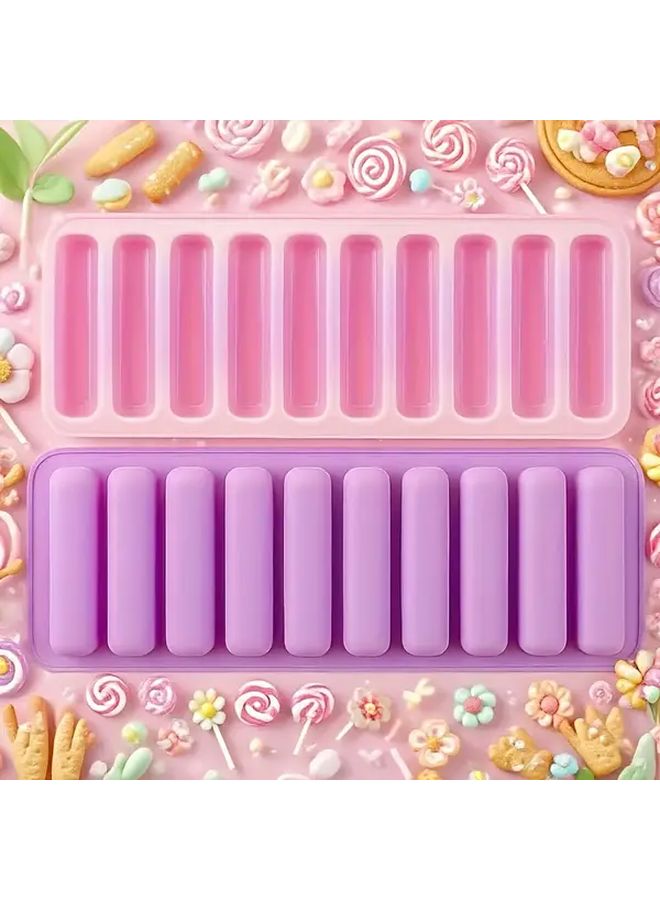 Purple Non Toxic Silicone Baking Mold For Finger Candy Long Strip Chocolate Decorating Easy Release Durable - Image 1
