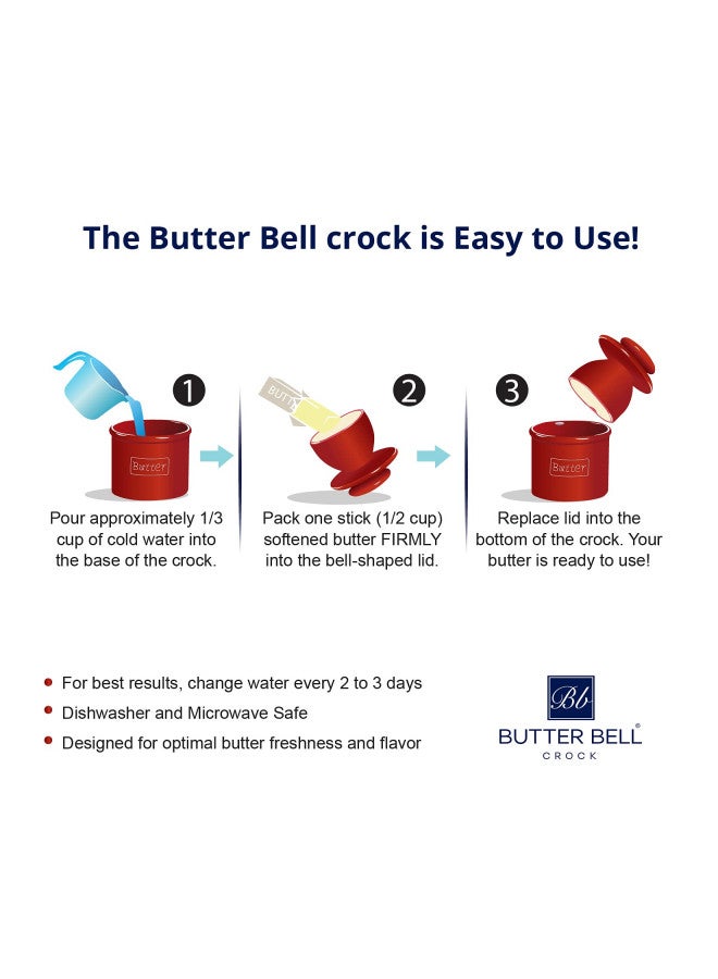 Butter Bell - The Original Butter Bell crock by L Tremain, a Countertop French Ceramic Butter Dish Keeper for Spreadable Butter, Classic Retro Matte Finish, Black