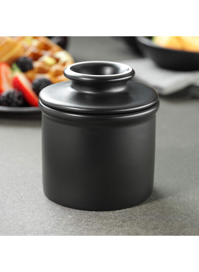 Butter Bell - The Original Butter Bell crock by L Tremain, a Countertop French Ceramic Butter Dish Keeper for Spreadable Butter, Classic Retro Matte Finish, Black