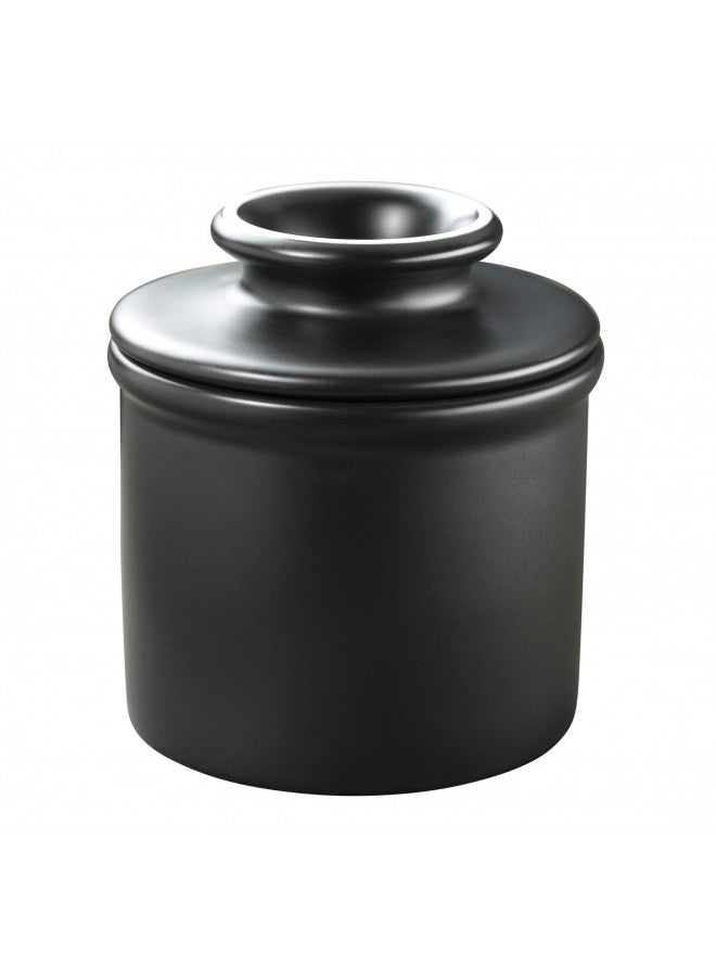 Butter Bell - The Original Butter Bell crock by L Tremain, a Countertop French Ceramic Butter Dish Keeper for Spreadable Butter, Classic Retro Matte Finish, Black