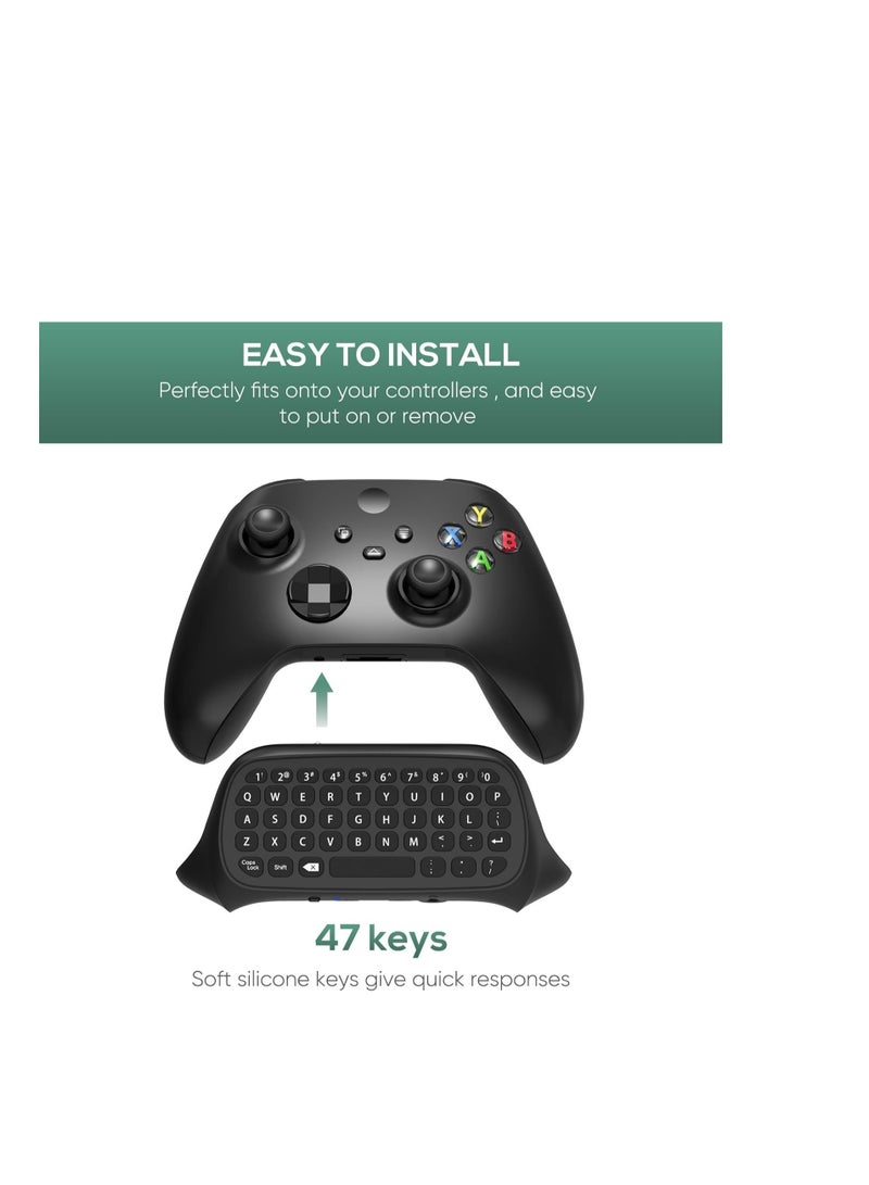 KASTWAVE Keyboard Compatible with Xbox Series X/S/Xbox One/One S Controller,2.4G USB Gamepad keyboard with Headset Jack and 3.5mm Audio Jack,QWERTY Keyboard Mini Digital Keyboard- Black - Image 4