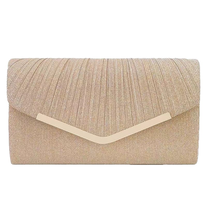 Shiny Pleated Large Capacity Evening Clutch Bag for Women - Image 5