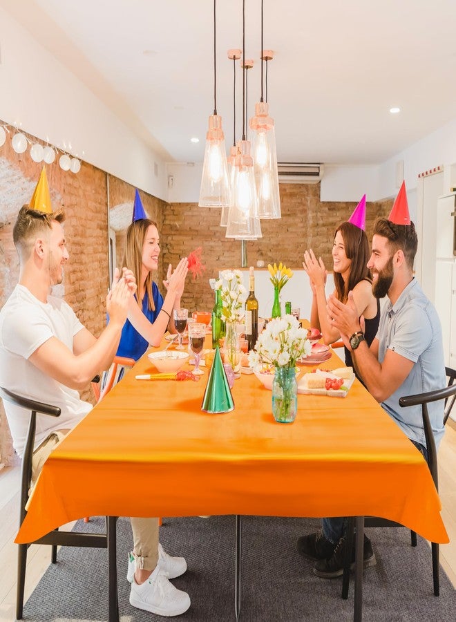 Just Shimmer 2 Pieces Orange Iridescence Tablecloth - 40 x 108“ Disposable Shiny Laser Table Cloth - Glitter Plastic Tablecloths - Holographic Iridescent Table Cover for Party Decoration, Wedding and Banquet - Image 3