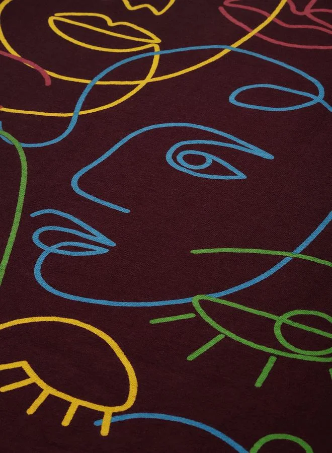 ديلينجر تيشيرت مطبع واسع بياقة دائرية