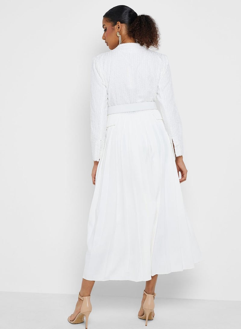 Pleated Belted Dress