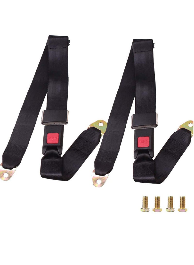 SYOSI Universal Seat Belt 2 Point Seat Belt Adjustable Lap Strap Buckle, Universal Golf Cart Belt Kit, Adjustable Retractable Belt Kit for Truck, Go Kart, Van, VR, UTV, and Buggies, 50" 2 Pack  - Image 1