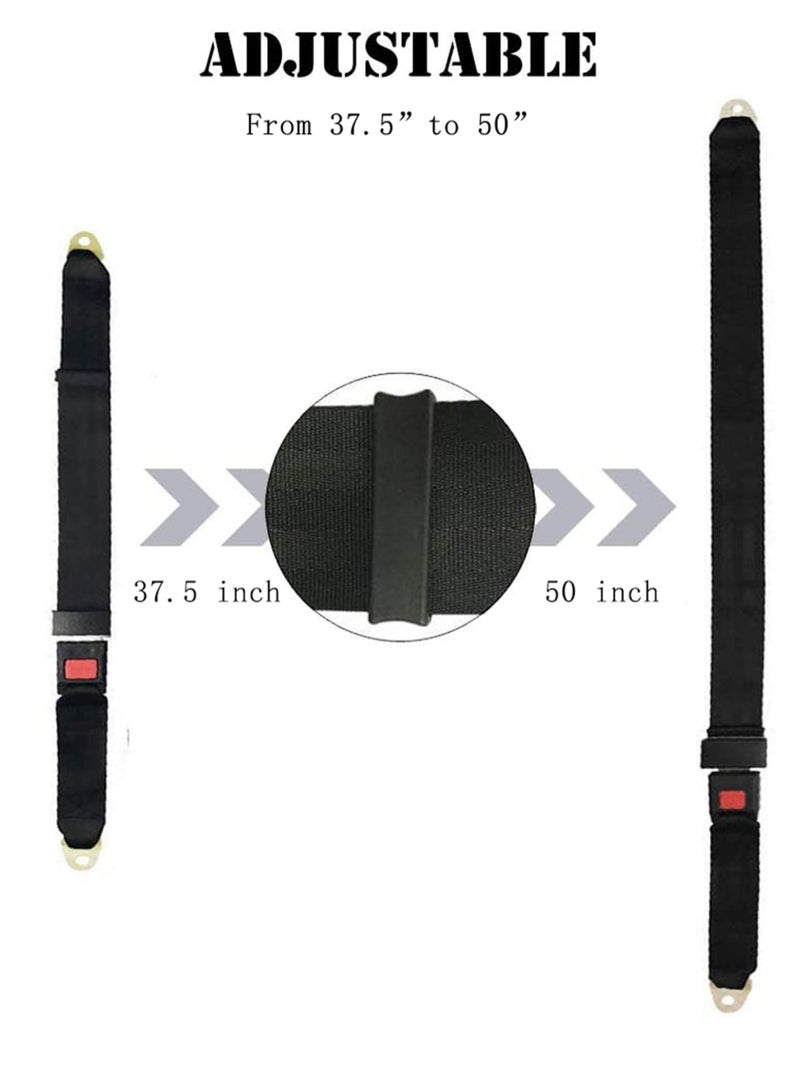 SYOSI Universal Seat Belt 2 Point Seat Belt Adjustable Lap Strap Buckle, Universal Golf Cart Belt Kit, Adjustable Retractable Belt Kit for Truck, Go Kart, Van, VR, UTV, and Buggies, 50" 2 Pack  - Image 3