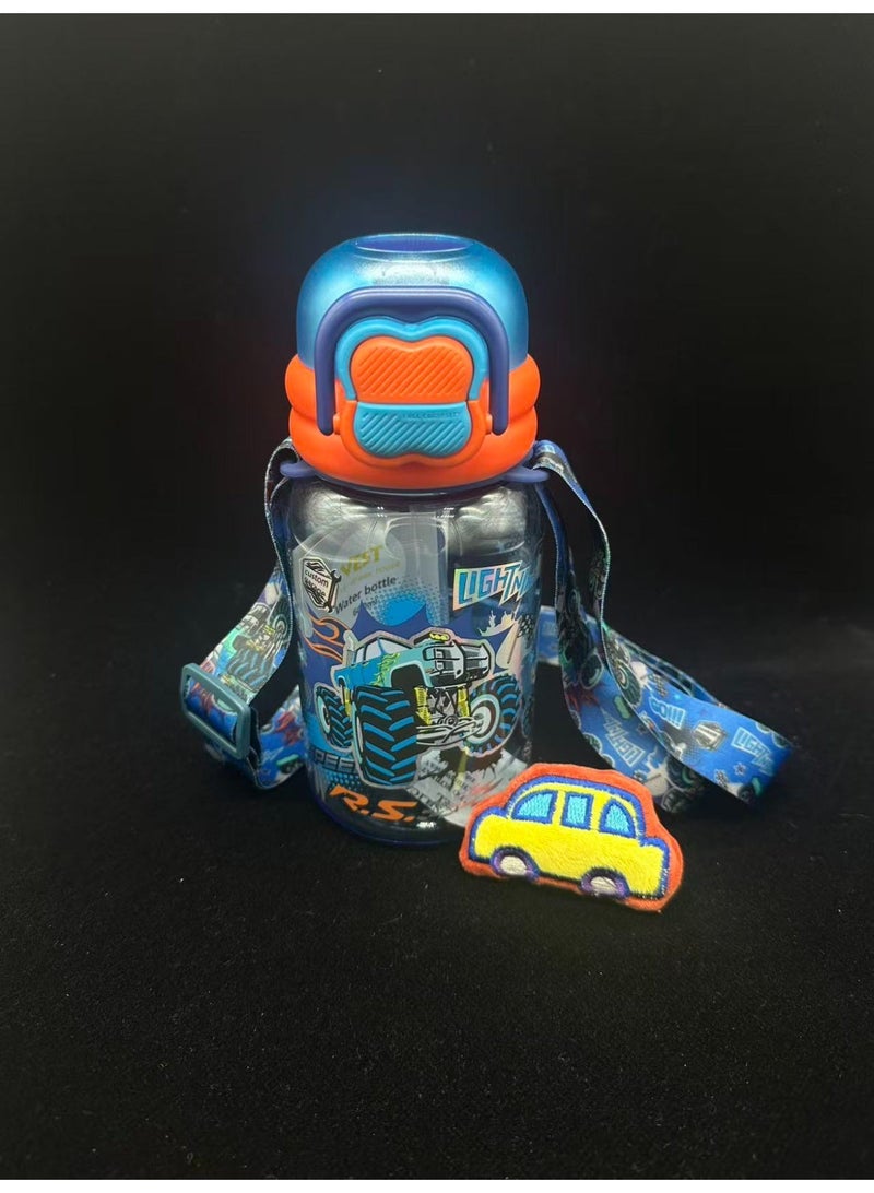 Five dream house 600ML Monster Truck Kids Water Bottle For School, Sippy Cup with Straw, Dual Drink Design with Free Magnetic Plush Toy Brooch - Image 3