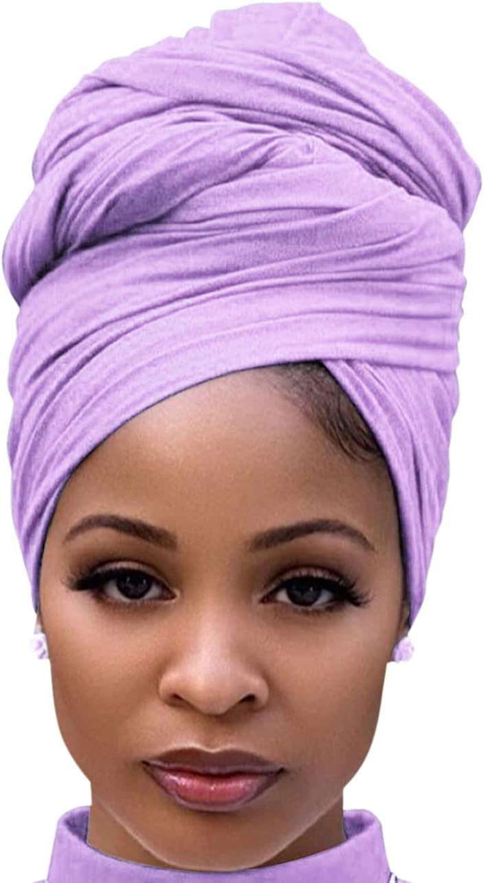 Harewom Head Wraps for Black Women Stretch Head Scarf Long African Hair Wraps Turban Headwraps Jersey Headbands - Image 1